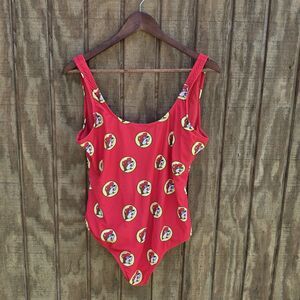 Buc-ee's Mascot Print Red One Piece Swimsuit Womens Size L